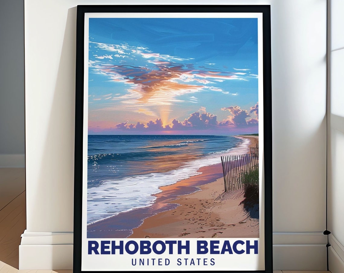 Rehoboth Beach Sunrise Dune Fence Delaware Ocean Morning Poster
