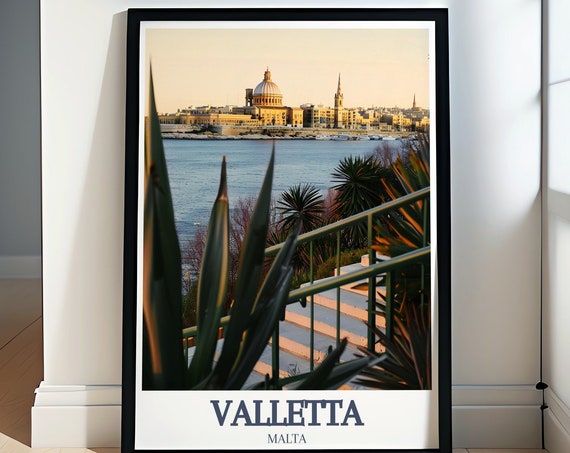 Valetta Travel Poster Basilica Of Our Lady Of Mount Carmel Travel Priint Valetta Travel Gifts And Decor Valetta Travel Gifts