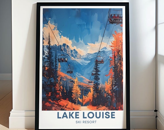 Lake Louise Ski Resort Travel Art Top Of The World Express Poster Lake Louise Print