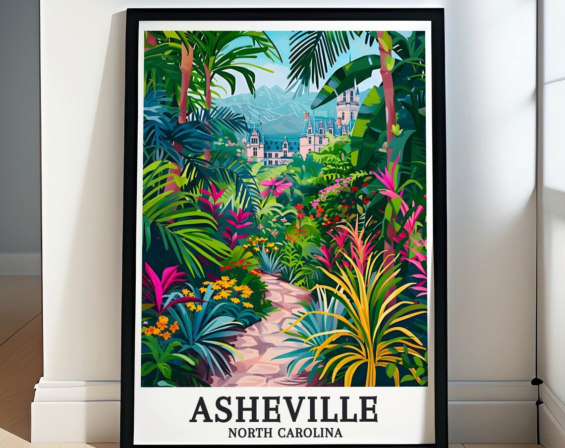 Asheville Biltmore Estate Garden North Carolina Travel Poster