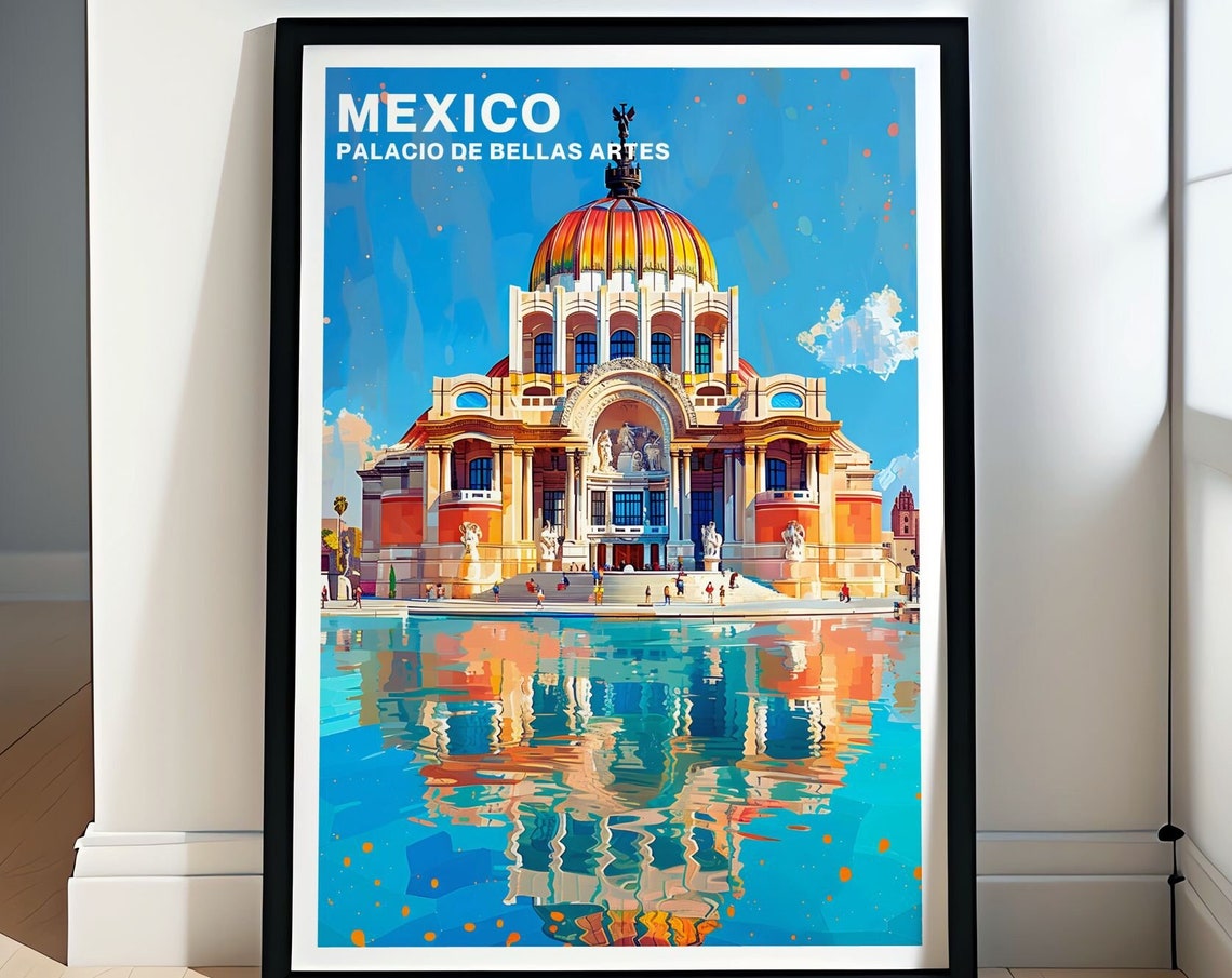 Palacio de Bellas Artes Mexico City Golden Dome Travel Poster