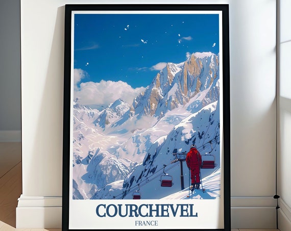 Courchevel Travel Print And Poster Scenic Ski Resort Decor Les Alps Print Pristine Mountain Landscape France Gift