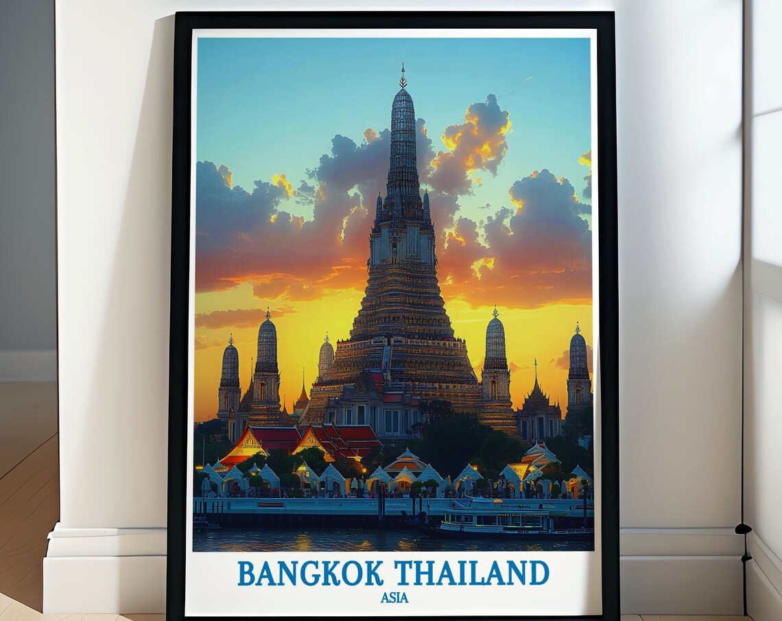 Bangkok Thailand Wat Arun Temple of Dawn Riverside Sunset Poster