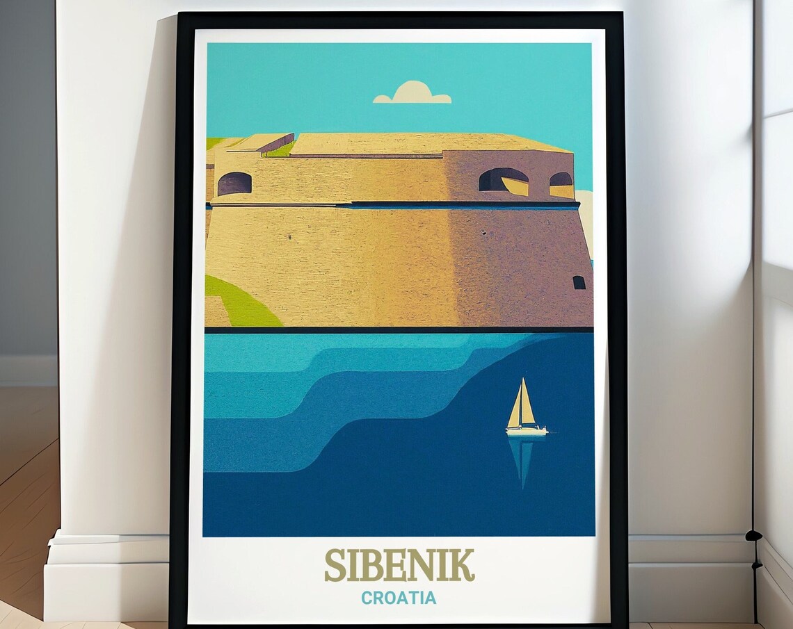 Sibenik Croatia St Nicholas Fortress Sailboat Sea View Poster