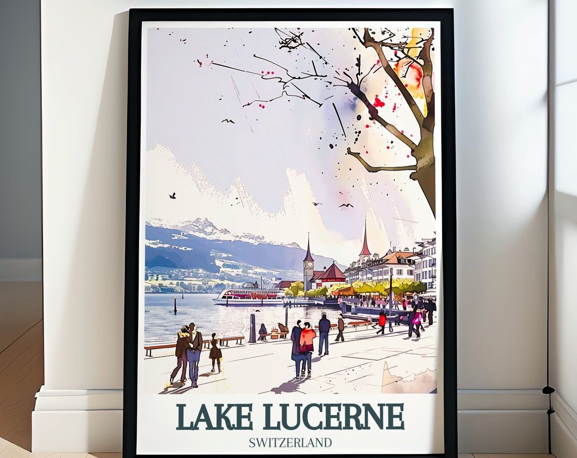 Lake Lucerne Waterfront Promenade Steamer Pilatus View Poster