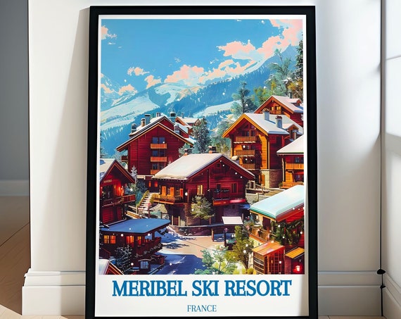 Meribel Ski Resort Print Chic Meribel Village Decor For Ski Enthusiasts Meribel Village Prints French Alps Wall Art