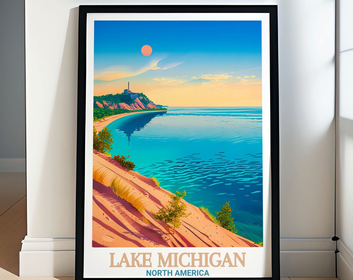 Lake Michigan Sleeping Bear Dunes Sunset Turquoise Shore Poster