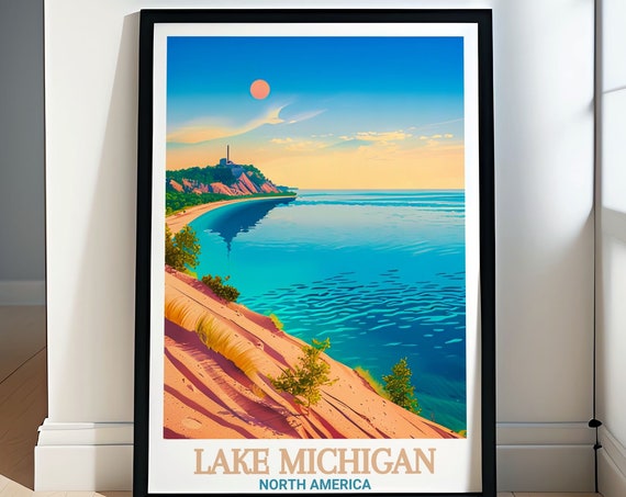 Lake Michigan Sleeping Bear Dunes Sunset Turquoise Shore Poster