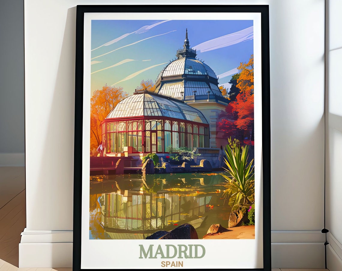Madrid Retiro Park Crystal Palace Autumn Glass Conservatory Poster