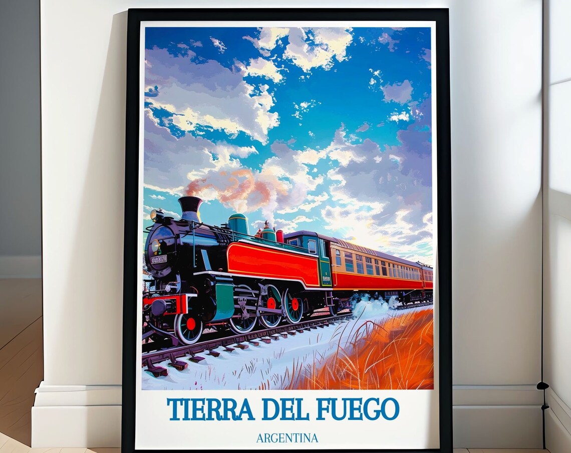 Tierra del Fuego Argentina Vintage Steam Train Journey Scene Poster