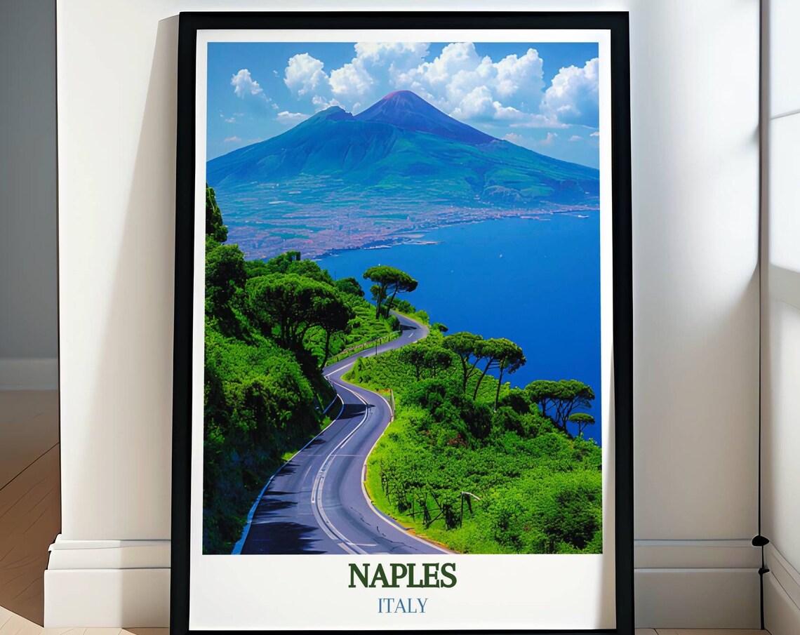 Naples Italy Winding Coastal Road Overlooking Mount Vesuvius Poster