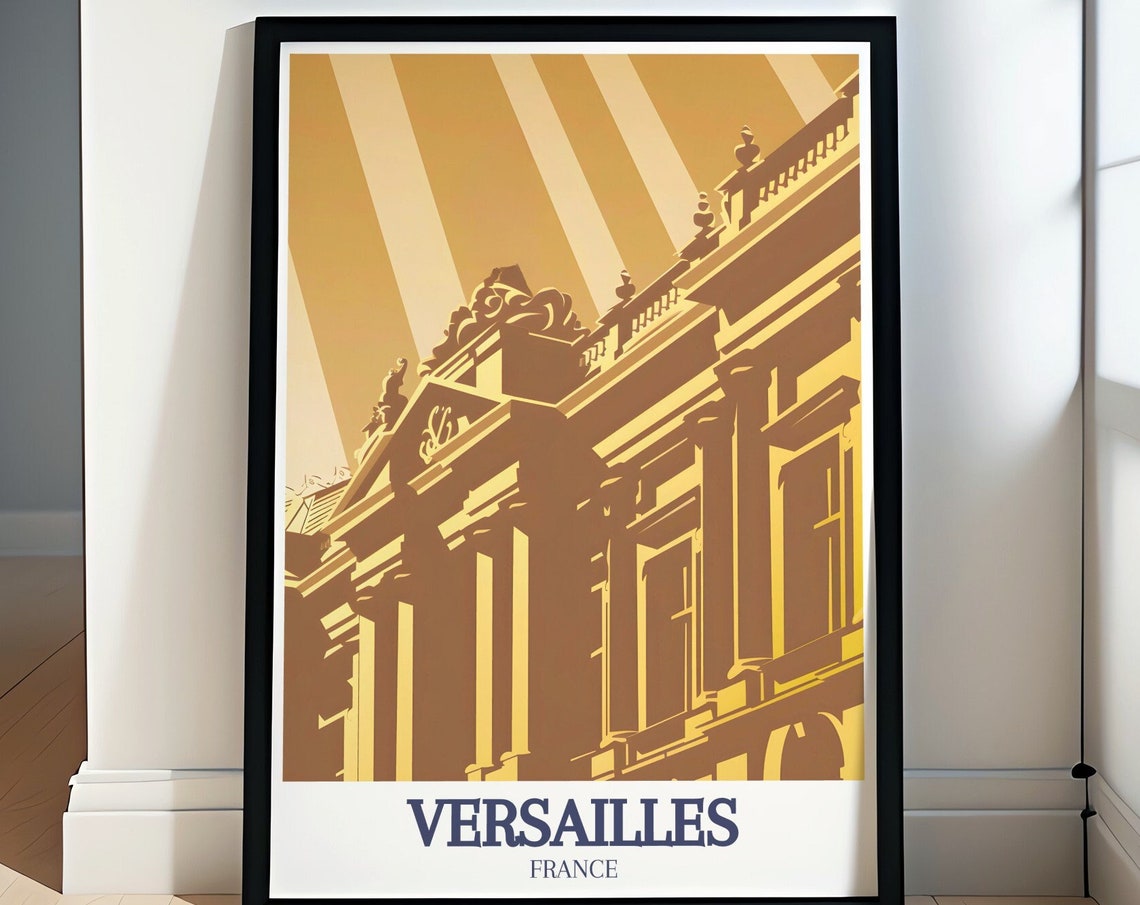 Versailles Palace Golden Facade Art Deco France Travel Poster
