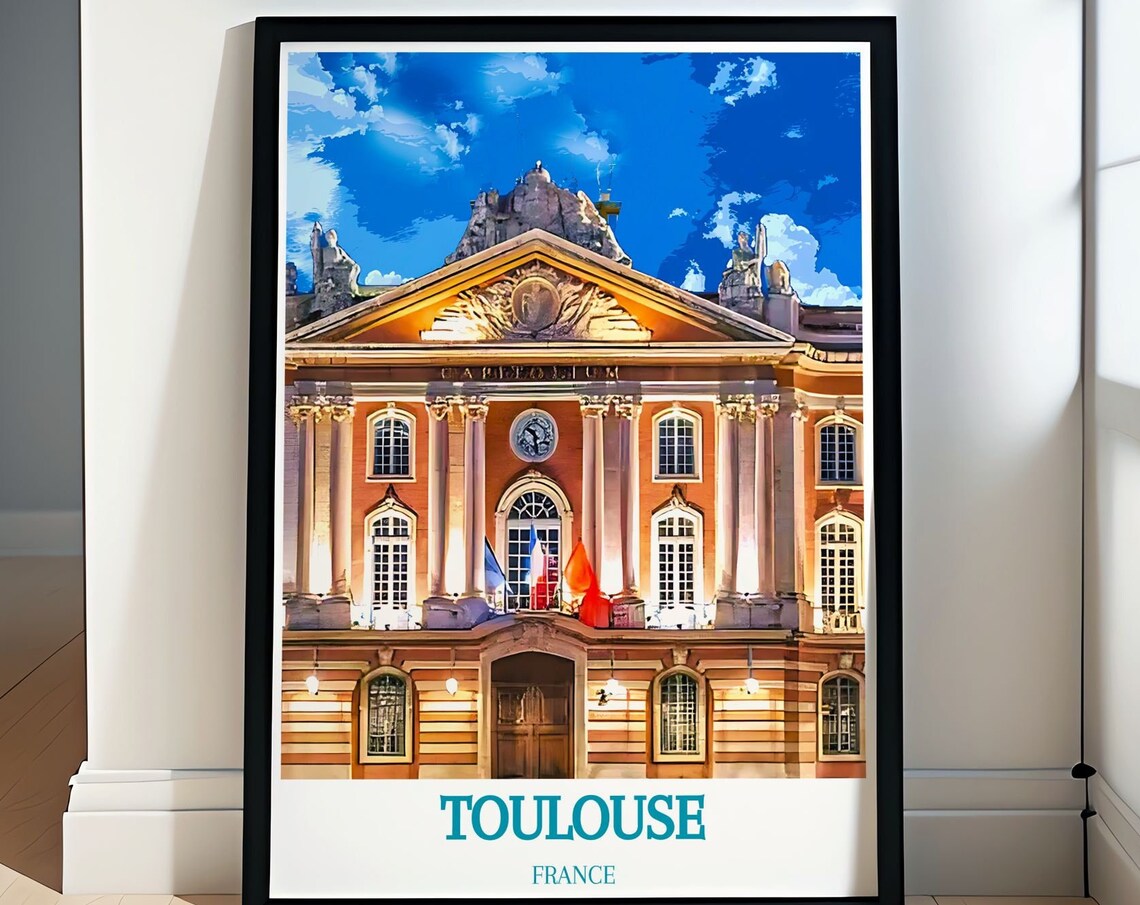 Toulouse France Capitole Pink Brick Landmark Architecture Poster