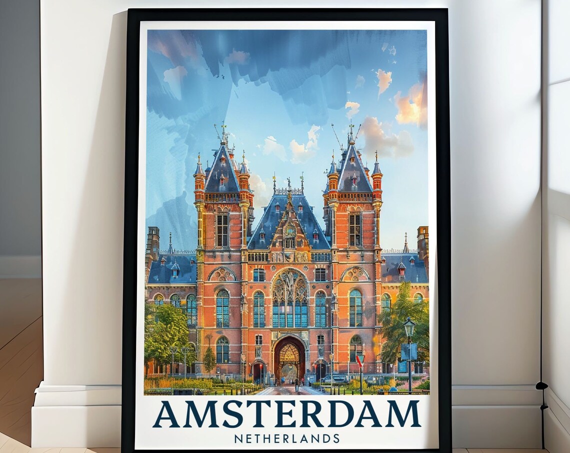 Amsterdam Rijksmuseum Watercolor Poster Netherlands Museum View