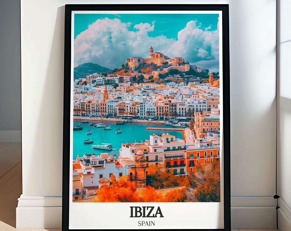 Ibiza Old Town Dalt Vila Harbor Front Wide Sweeping Panorama Poster