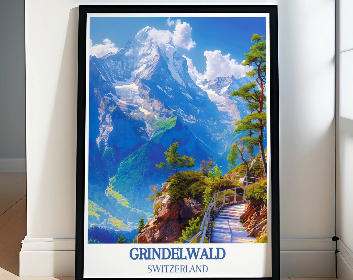 Grindelwald Switzerland Mountain Trail With Snowy Peak Poster