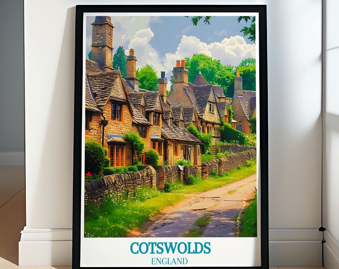 Cotswolds England Stone Cottages Along A Quiet Country Lane Poster