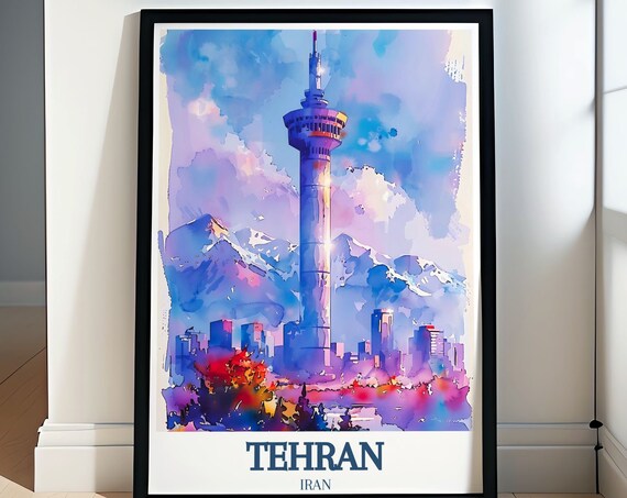 Tehran Wall Art Milad Tower And Alborz Mountain Poster Tehran Poster Tehran Print Tehran Art Print