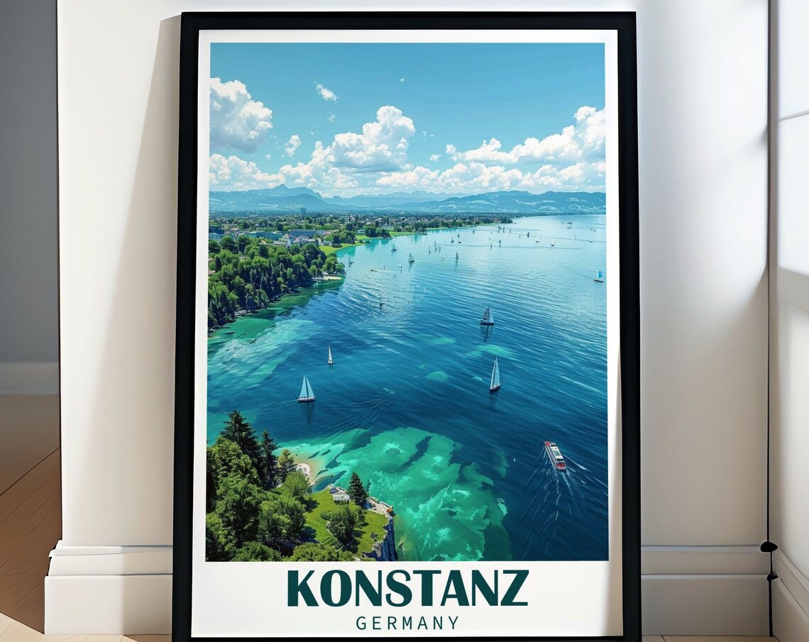 Konstanz Germany Lake Constance Sailboats Aerial View Poster
