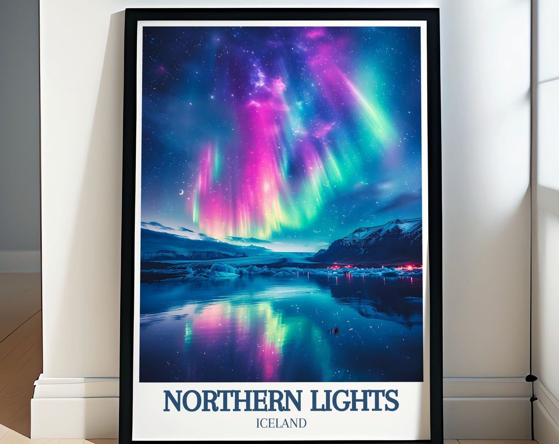 Northern Lights Jokulsarlon Glacier Lagoon Iceland Aurora Poster