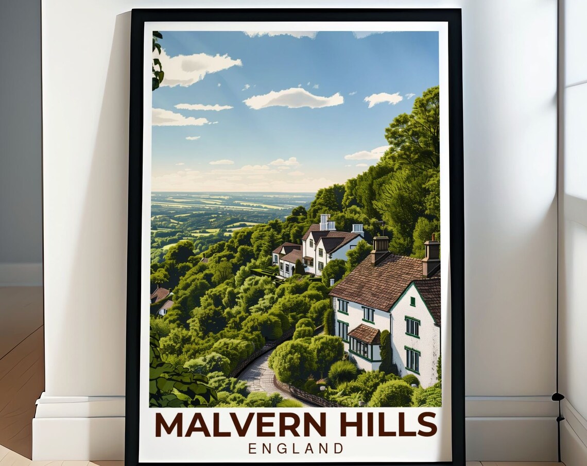 Malvern Hills England Countryside Cottage Valley View Poster