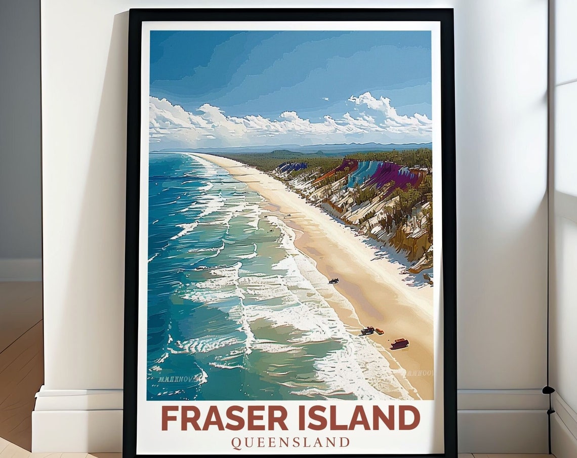 Fraser Island 75 Mile Beach Aerial View Queensland Coast Poster