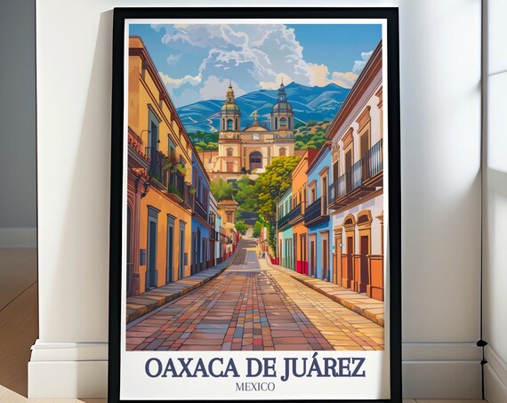 Oaxaca De Juárez Mexico Colorful Colonial Street Church View Poster