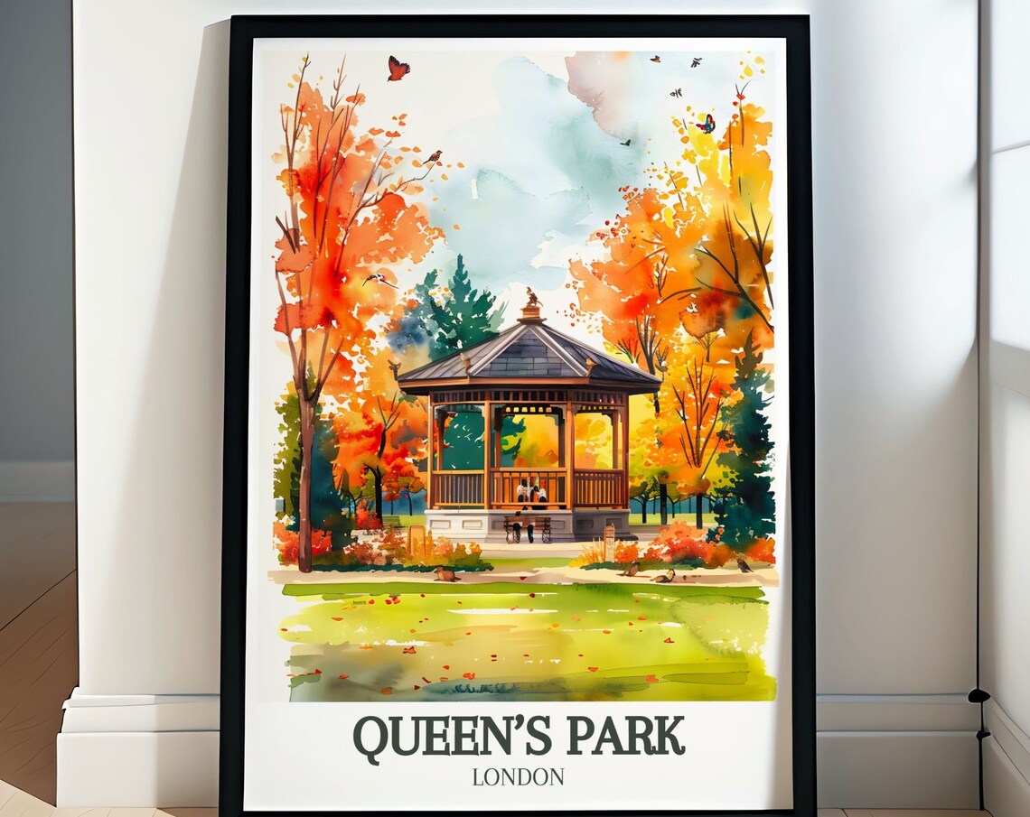 Queens Park Bandstand Travel Poster, Queens Park