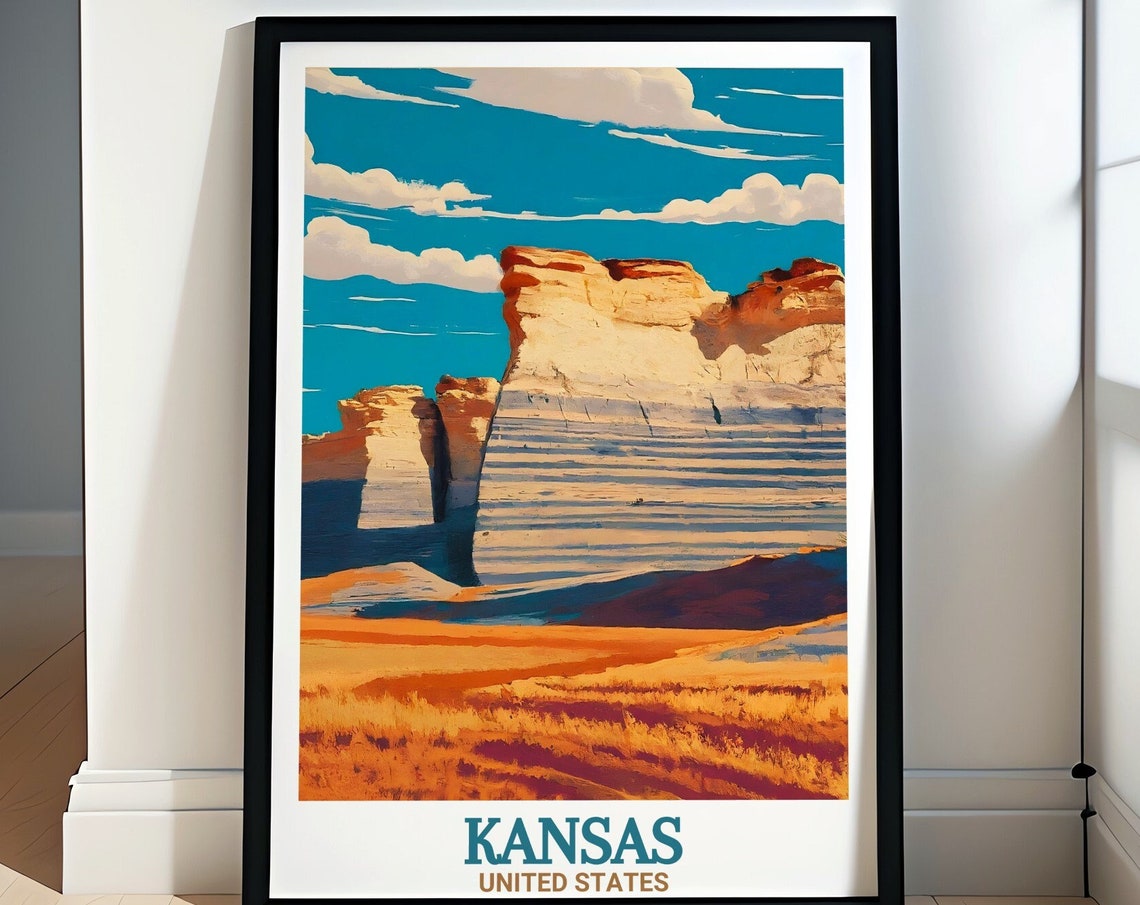 Kansas Monument Rocks Towering Chalk Formations At Sunset Poster