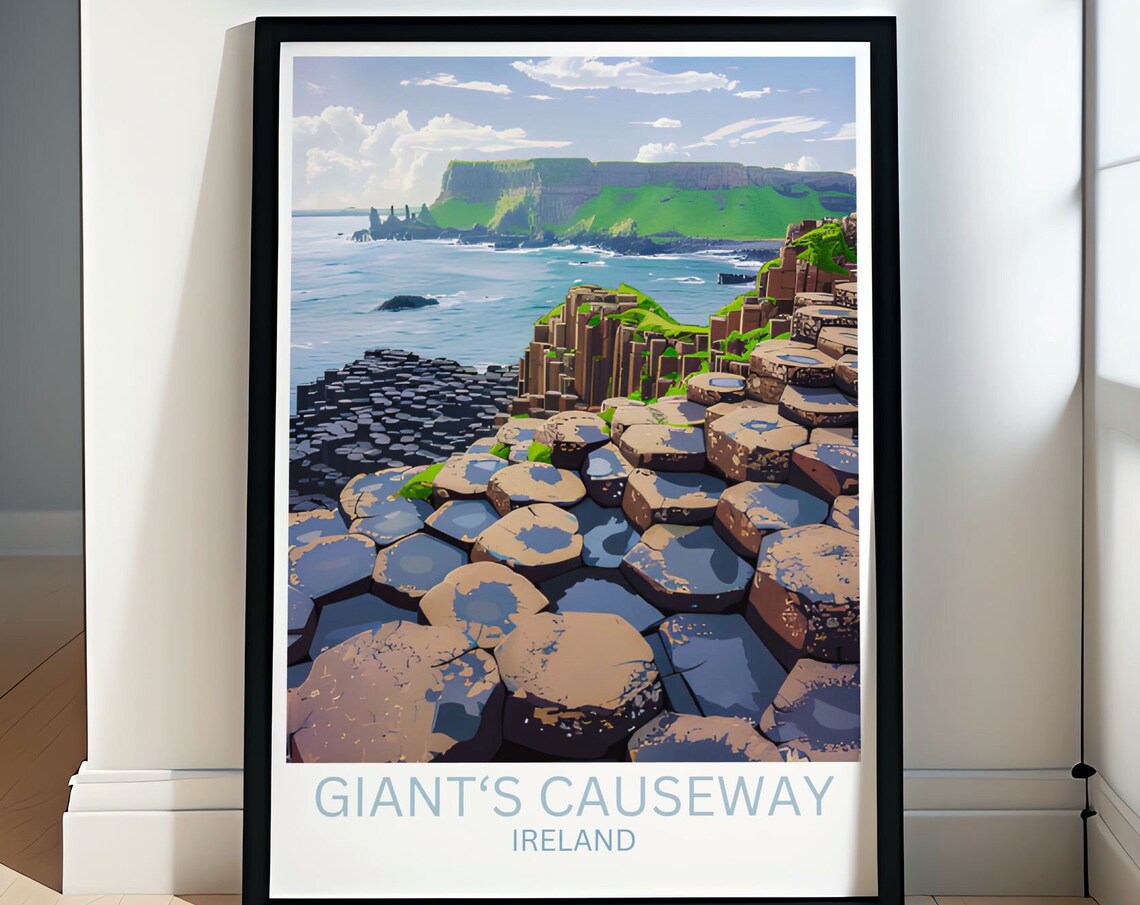 Giant's Causeway Ireland Basalt Sea Columns Coastal Travel Poster