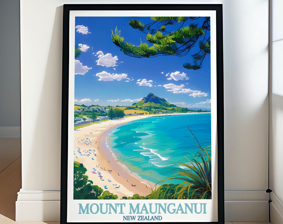 Mount Maunganui Main Beach Mauao Peak New Zealand Coast Poster