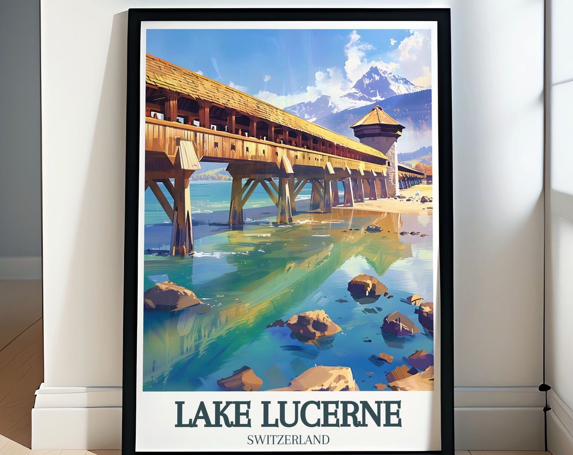 Lake Lucerne Chapel Bridge Water Tower Pilatus Classic Poster