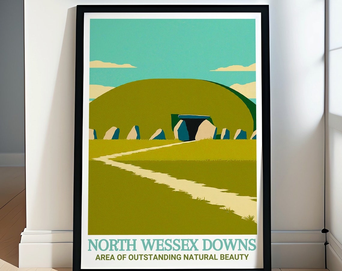 North Wessex Downs Travel Art West Kennet Long Barrow Print From Wessex Downs West Kennet Long Barrow Aonb Poster And Gifts