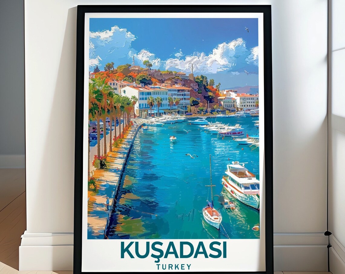 Kusadasi Art Kuadas Decor And Turkey Art Work Kusadasi Marina Travel Poster Kusadasi Marina Poster Kuadas Print