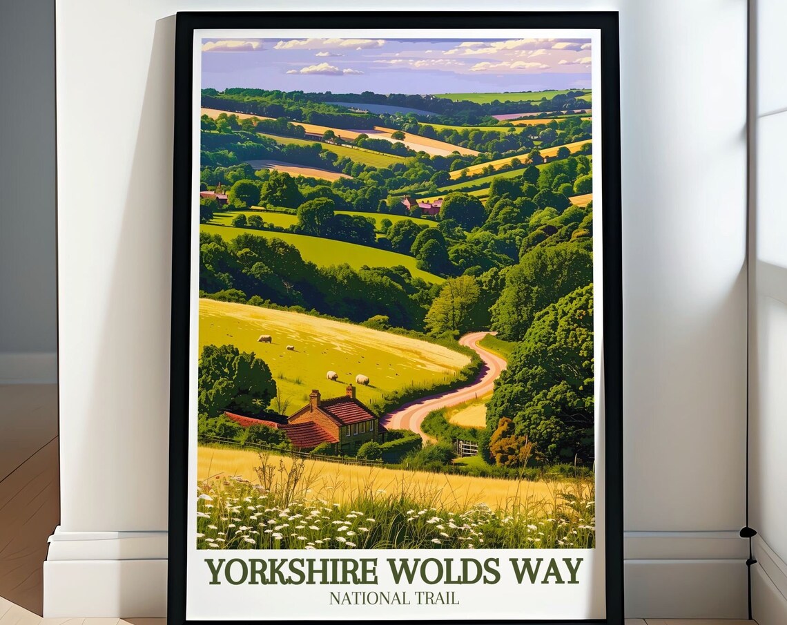 Yorkshire Wolds Way Rolling Hills Farmland Lush Travel Poster