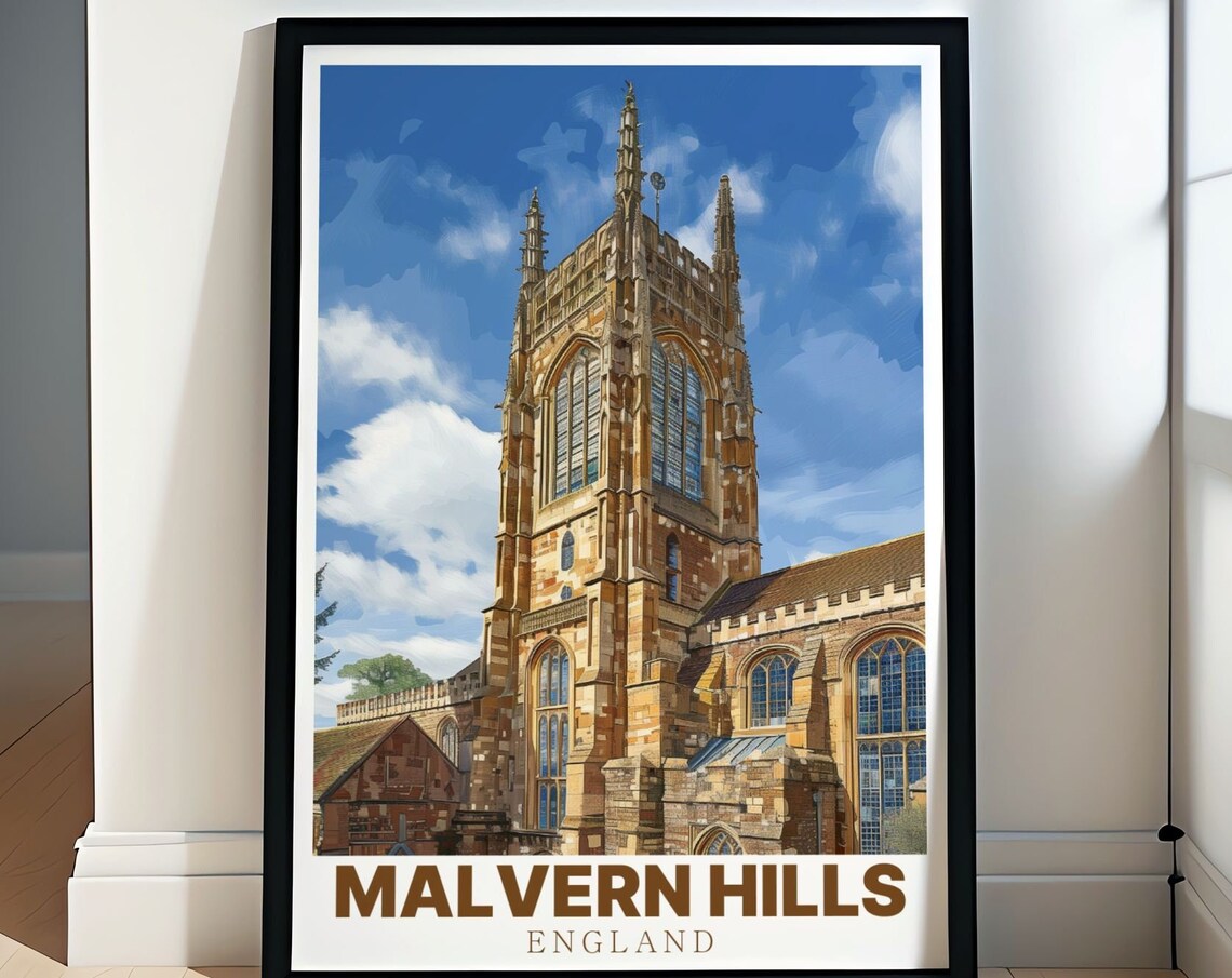 Malvern Hills England Great Priory Tower Historic Landmark Poster