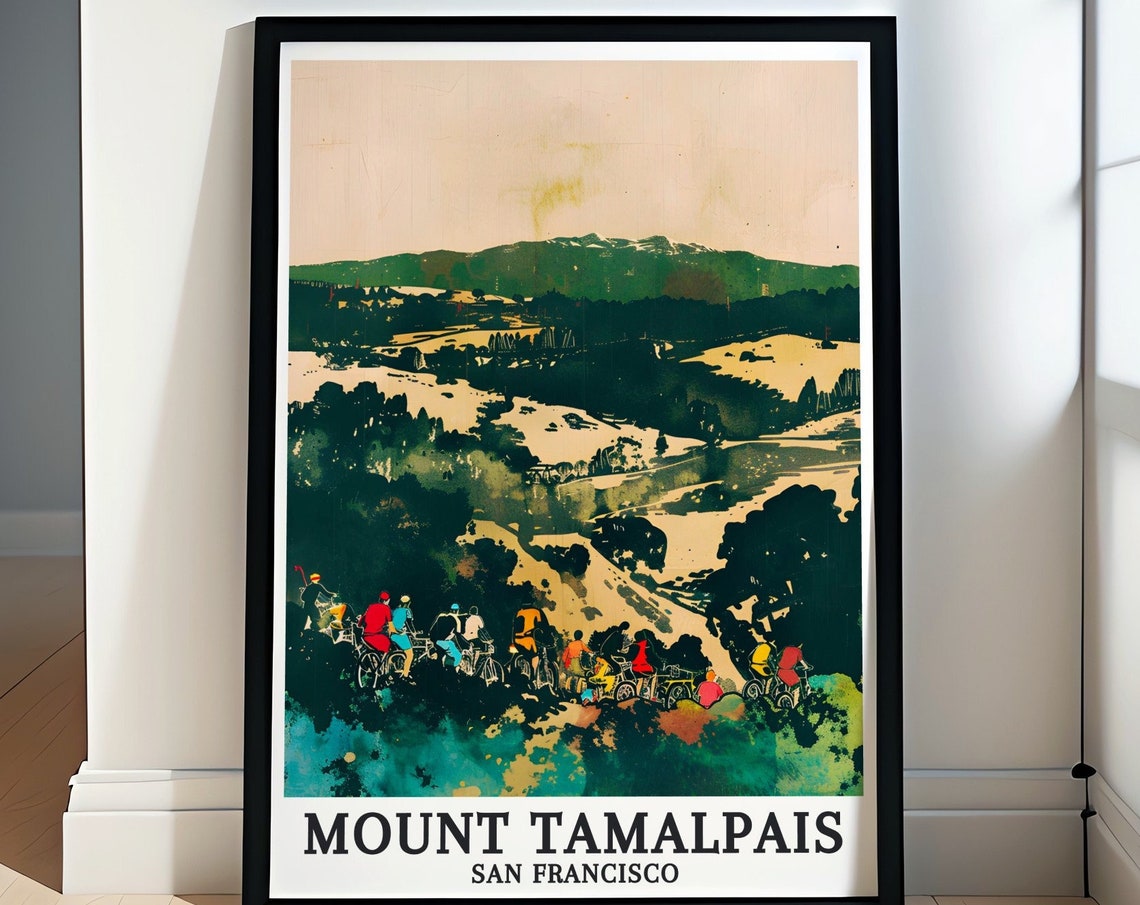 Mount Tamalpais San Francisco Vintage Cyclists Peloton Ride Poster