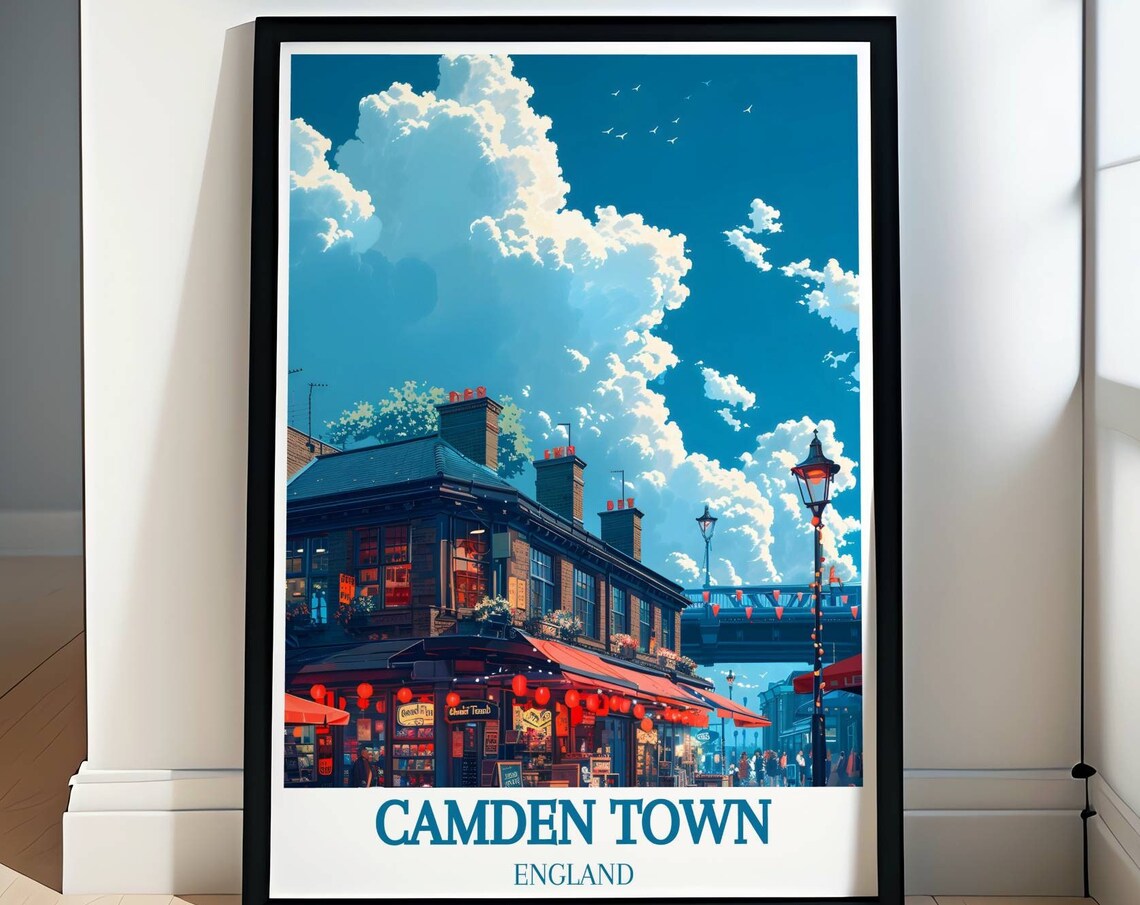 Camden Town Market Lanterns Dusk Evening Market Street Poster