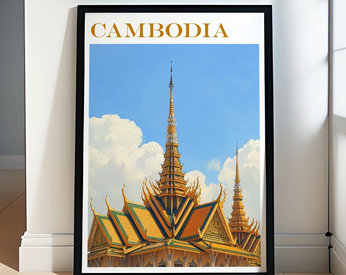 Cambodia Royal Palace Golden Spires Phnom Penh Travel Poster