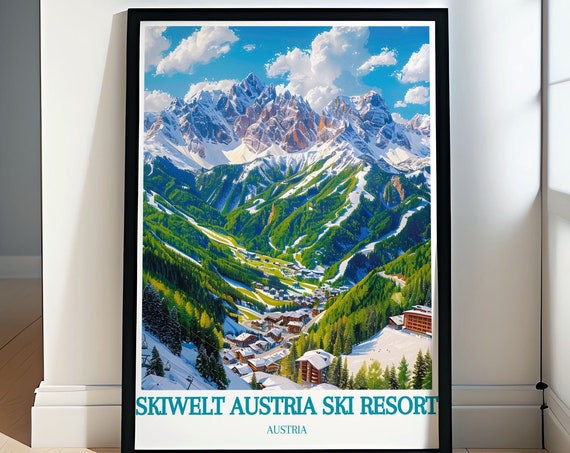 Explore The Alpine Majesty With Skiwelt Austria Ski Resort Posters Ellmau Art Wilder Kaiser And Soll Ski Prints Vintage Ski Resort Art