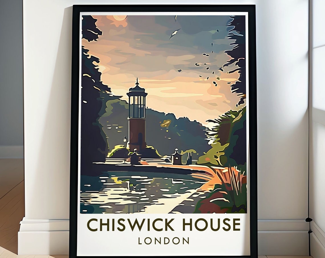 Chiswick House Pagoda Tower At Dusk Reflected On Water Poster