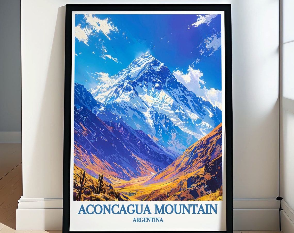 Aconcagua Mountain Snow Peak Andes Range Argentina Travel Poster