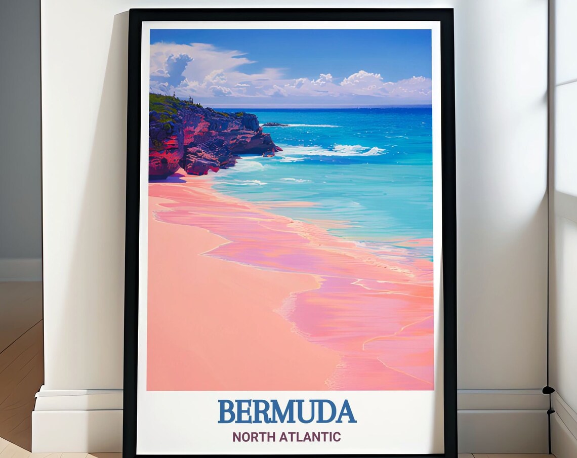 Bermuda Horseshoe Bay Pink Sand Beach And Turquoise Ocean Poster
