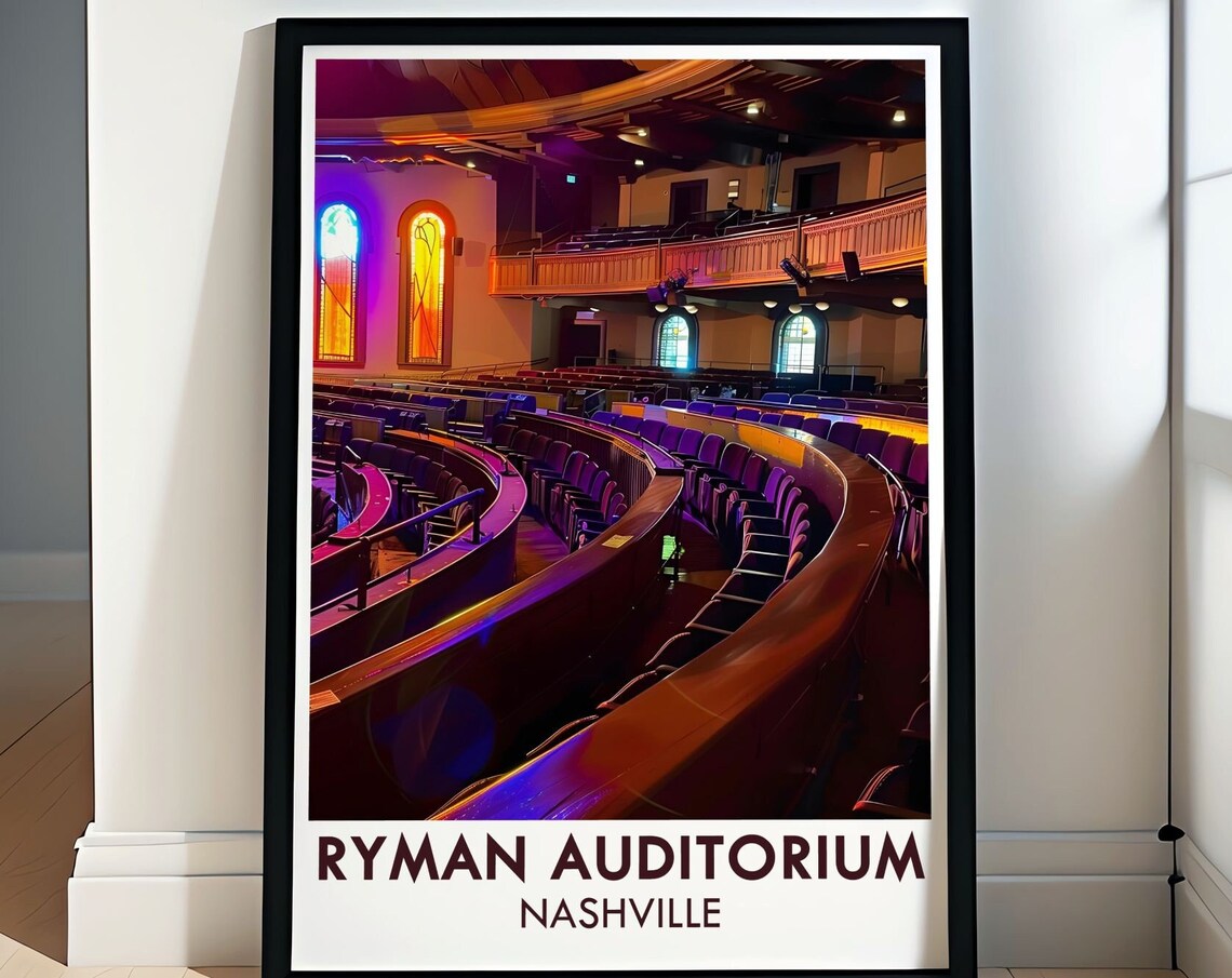 Ryman Auditorium Nashville Interior Church Pews Travel Poster