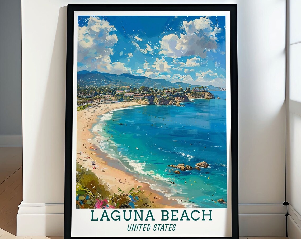 Laguna Beach United States Coastal Cove Beach Scene Travel Poster