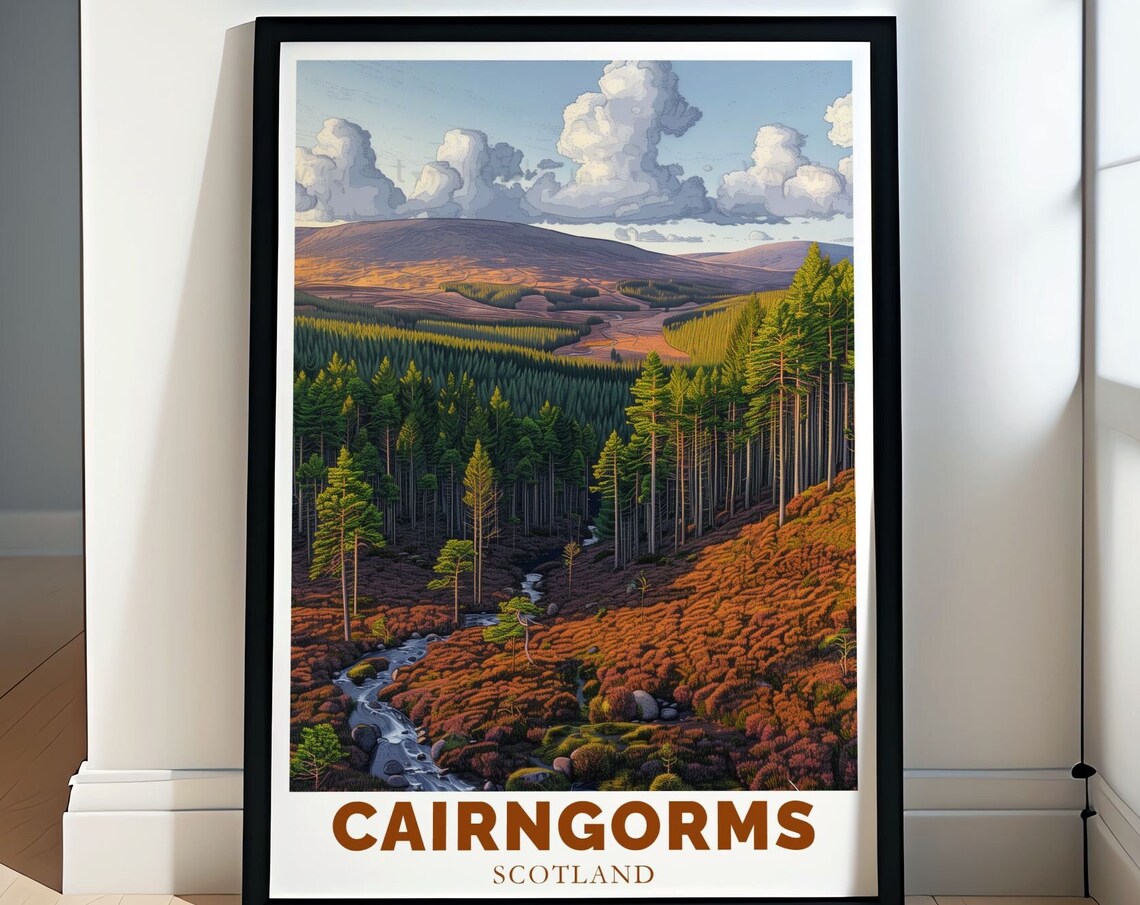 Cairngorms Scotland Rothiemurchus Pine Forest Autumn Stream Poster