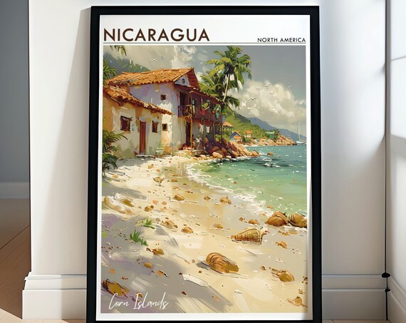 Nicaragua Corn Islands Rustic Beach House Tropical Sandy Shore Poster
