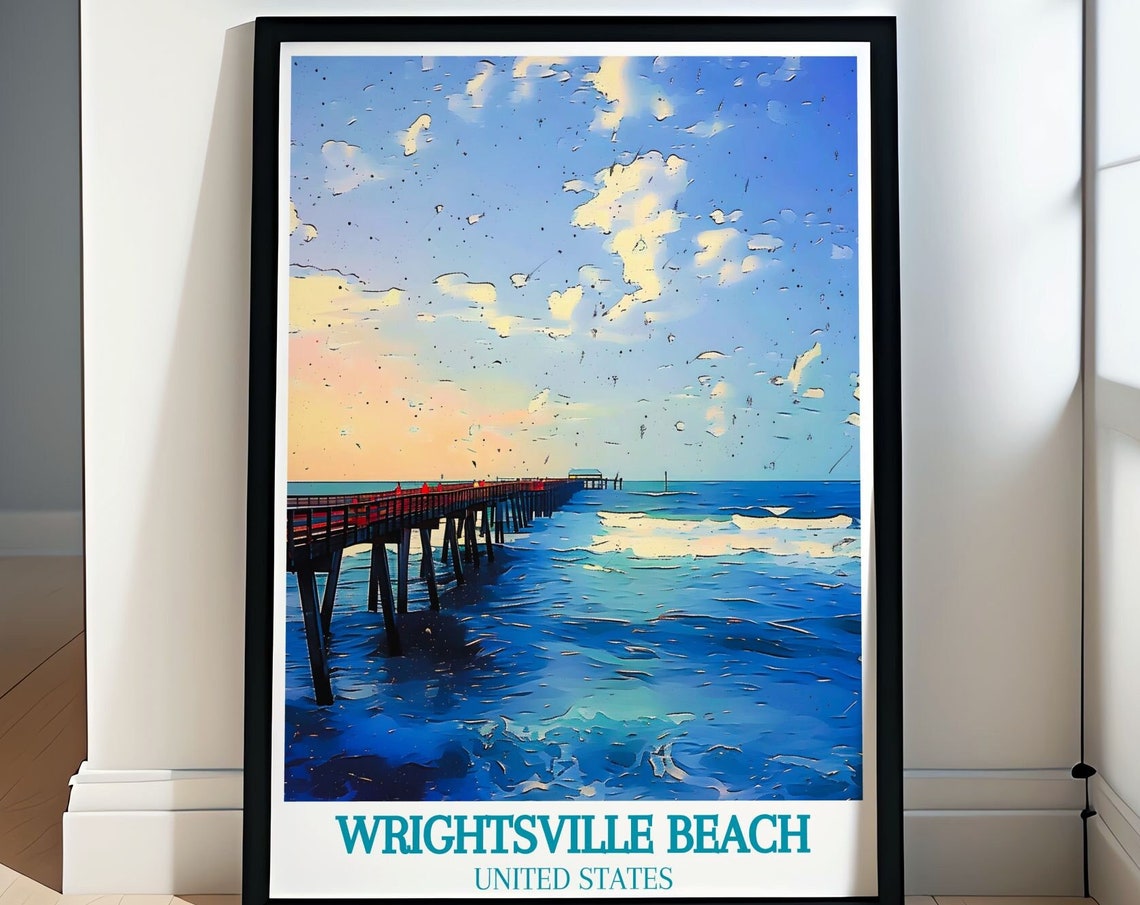 Wrightsville Beach Wall Art Travel Print From Wrightsville Johnnie Mercers Pier Art Print Wrightsville Beach Travel Poster