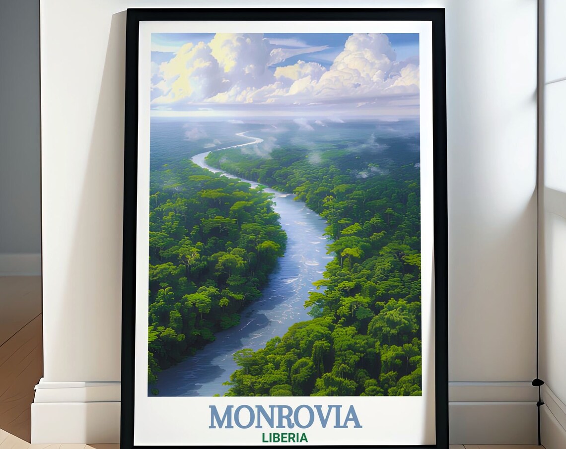 Sapo National Park Rainforest River Aerial View Travel Art Poster