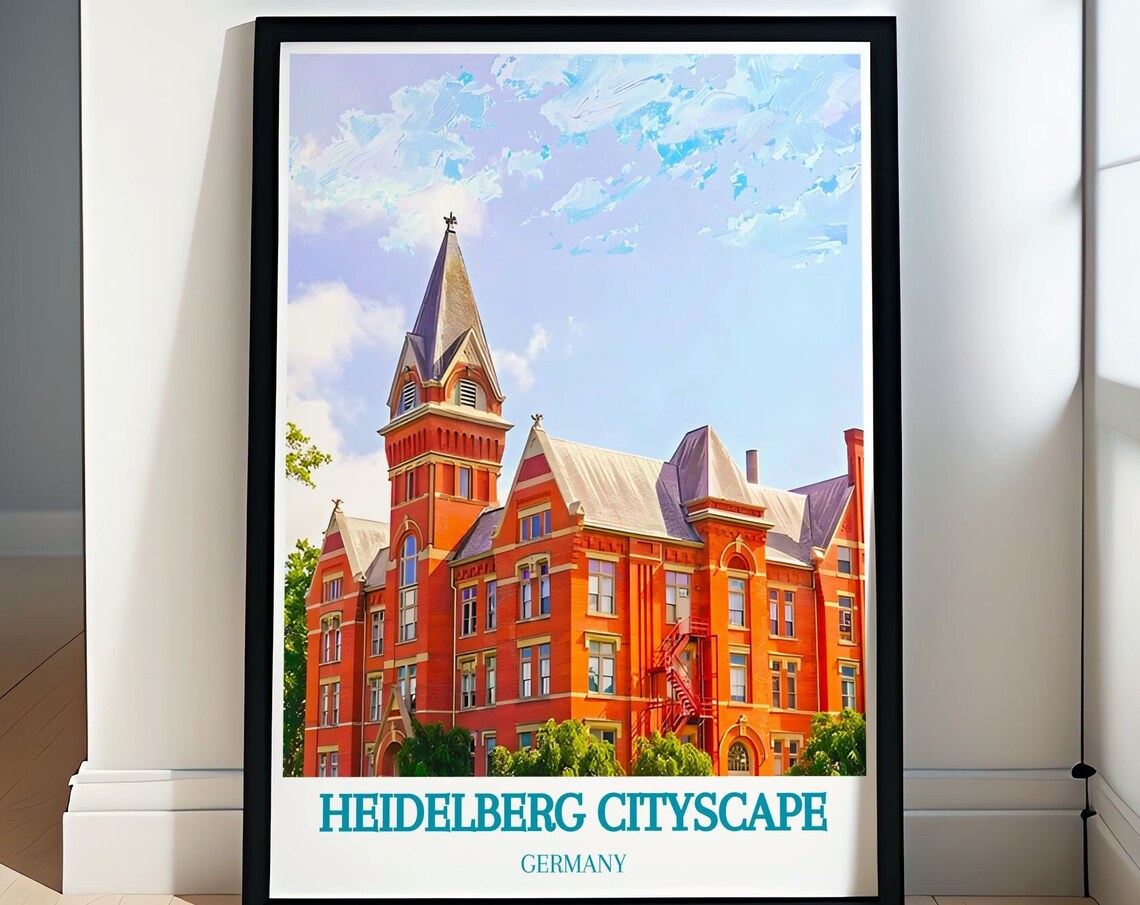 Heidelberg Germany Cityscape Poster Historic Red Brick Building View
